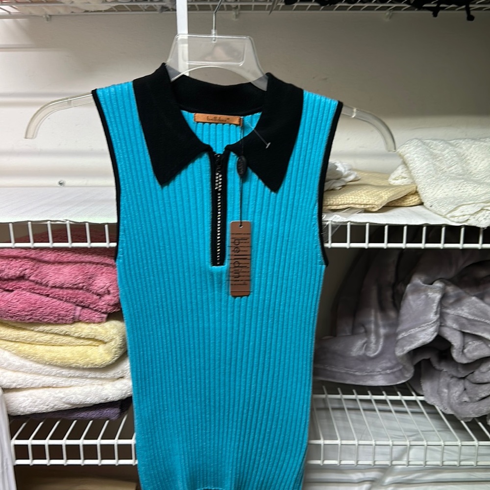 Blue black tank top